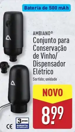 ALDI AMBIANO Conjunto para Conservação de Vinho/ Dispensador Elétrico promoção
