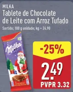 ALDI MILKA Tablete de Chocolate de Leite com Arroz Tufado promoção