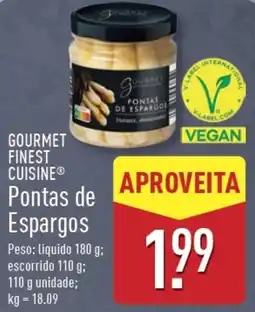 ALDI GOURMET FINEST CUISINE Pontas de Espargos promoção