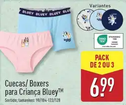 ALDI Cuecas/Boxers para Criança Bluey promoção