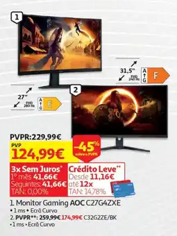 Auchan Monitor Gaming AOC C27G4ZXE promoção