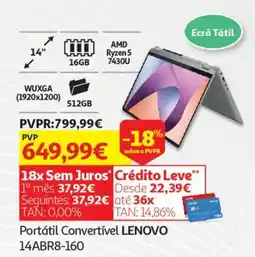 Auchan Portátil Convertível LENOVO 14ABR8-160 promoção
