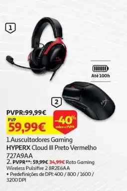 Auchan Auscultadores Gaming HYPERX Cloud III Preto Vermelho 727A9AA promoção