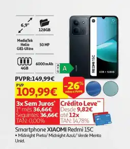 Auchan Smartphone XIAOMI Redmi 15C promoção