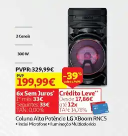 Auchan Coluna Alta Potência LG XBoom RNC5 promoção