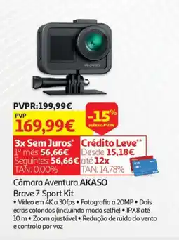 Auchan Câmara Aventura AKASO Brave 7 Sport Kit promoção
