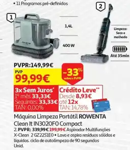 Auchan Máquina Limpeza Portátil ROWENTA Clean It IN3020FO Compact promoção