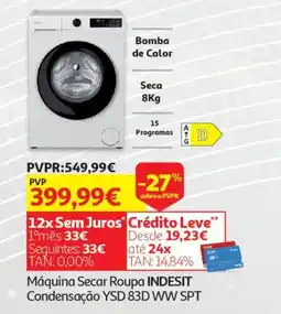 Auchan Máquina Secar Roupa INDESIT Condensação YSD 83D WW SPT promoção