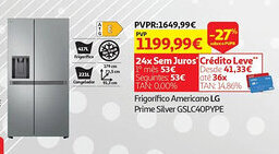 Auchan Frigorífico Americano LG Prime Silver GSLC40PYPE promoção