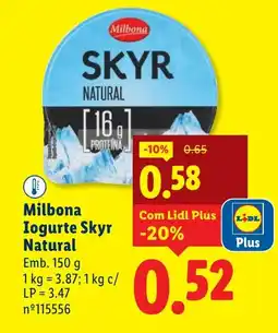 Lidl Milbona Iogurte Skyr Natural promoção