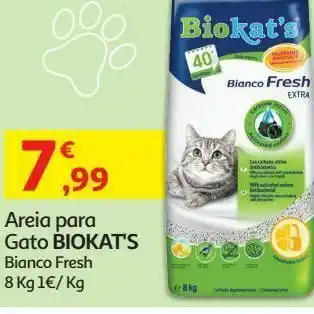 Auchan Areia p/ gato biokat's:bianco fresh 8kg 224007566 promoção