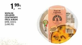 Continente Sopa de Legumes Continente Fácil & Bom 800g promoção