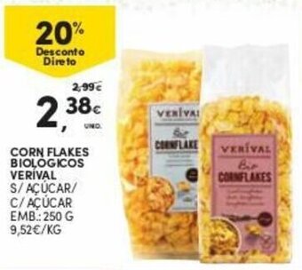 Continente Corn Flakes Biologicos Veríval 250g promoção