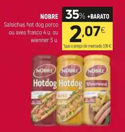 Coviran NOBRE Salsichas hot dog porco ou aves frasco 4 u. ou wienner 5 u. promoção