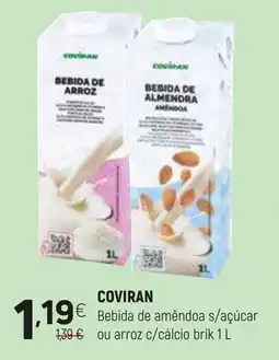 Coviran COVIRAN Bebida de amêndoa s/açúcar ou arroz c/cálcio brik promoção