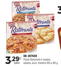 Coviran DR. OETKER Pizzas Ristorante 4 queijos, salame, atum, fiambre promoção