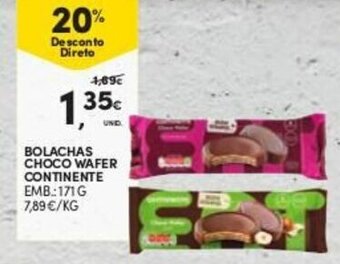 Continente Bolachas Choco Wafer Continente 171g promoção