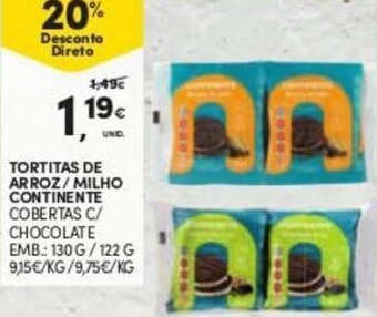 Continente Tortitas de Arroz/Milho Continente 130g/122g promoção