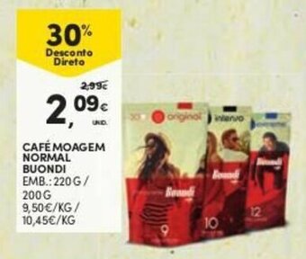Continente Café Moagem Normal Buondi 220g/200g promoção