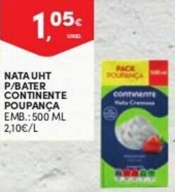 Nata UHT p/Bater Continente Poupança 500ml