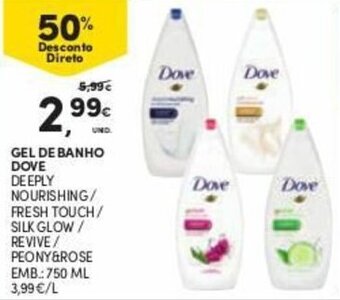 Continente Gel de Banho Dove 750ml promoção