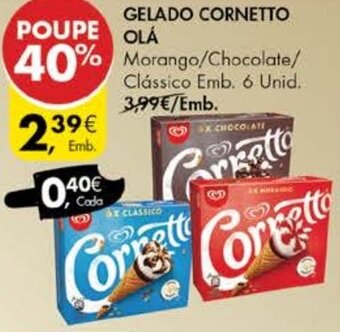 Pingo Doce Gelado Cornetto Olá 6 Unid promoção