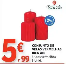 E.Leclerc Conjunto de velas vermelhas bien air promoção