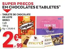 E.Leclerc Tablete de chocolate de leite merci promoção