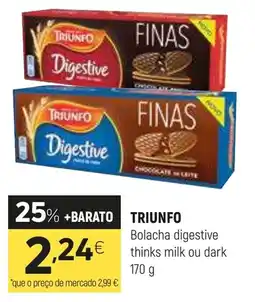 Coviran TRIUNFO Bolacha digestive thinks milk ou dark promoção