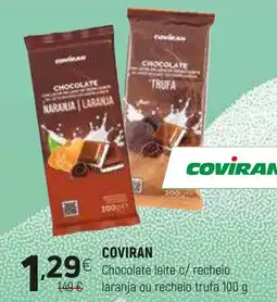 Coviran COVIRAN Chocolate leite c/recheio laranja ou recheio trufa promoção
