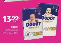 Coviran DODOT Fraldas sensitive T1 58 u. ou T2 58 u. promoção