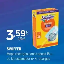 Coviran SWIFFER Mopa recargas panos secos 18 u. ou kit espanador c/ 4 recargas promoção