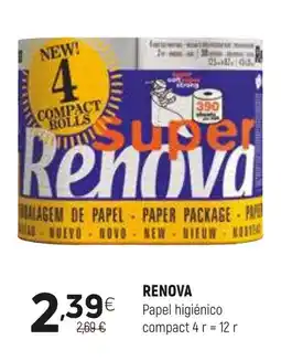 Coviran RENOVA Papel higiénico compact 4r 12 r promoção
