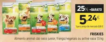 Coviran FRISKIES Alimento animal cão seco junior, frango/vegetais ou active vaca promoção