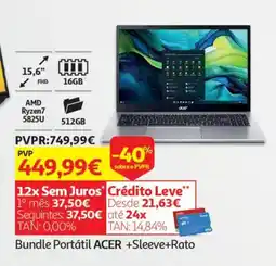 Auchan Bundle Portátil ACER +Sleeve+Rato promoção