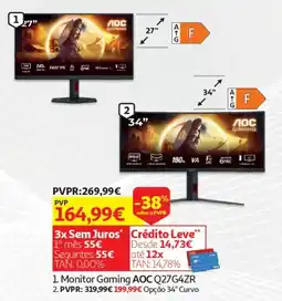 Auchan Monitor Gaming AOC Q27G4ZR promoção