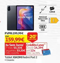 Auchan TAN: 14,78% Tablet XIAOMI Redmi Pad 2 promoção