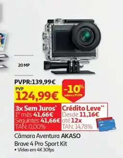 Auchan Câmara Aventura AKASO Brave 4 Pro Sport Kit promoção