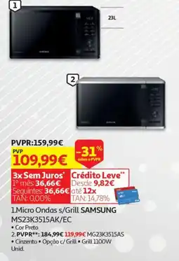 Auchan Micro Ondas s/Grill SAMSUNG MS23K3515AK/EC promoção