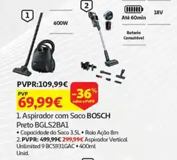Auchan Aspirador com Saco BOSCH Preto BGLS2BAI promoção