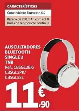 E.Leclerc Auscultadores bluetooth single 2 tnb promoção