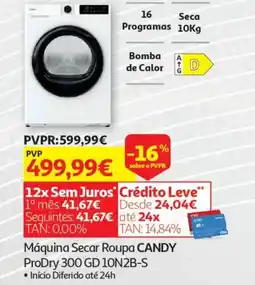 Auchan Máquina Secar Roupa CANDY ProDry 300 GD 10N2B-S promoção