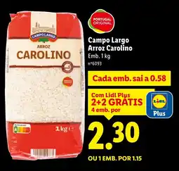 Lidl Campo Largo Arroz Carolino promoção