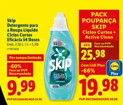 Lidl Skip Detergente para a Roupa Líquido Ciclos Curtos Eficacia promoção