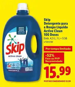 Lidl Skip Detergente para a Roupa Líquido Active Clean 100 Doses promoção