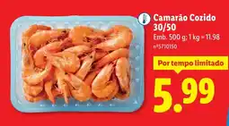 Lidl Camarão Cozido 30/50 promoção