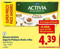 Lidl Danone Activia Iogurte Pedaços Aveia e Noz promoção