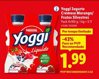 Lidl Yoggi Iogurte Cremoso Morango/ Frutos Silvestres promoção