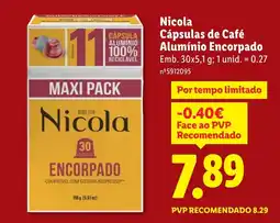 Lidl Nicola Cápsulas de Café Alumínio Encorpado promoção