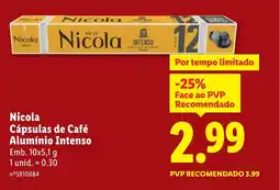 Lidl Nicola Cápsulas de Café Alumínio Intenso promoção